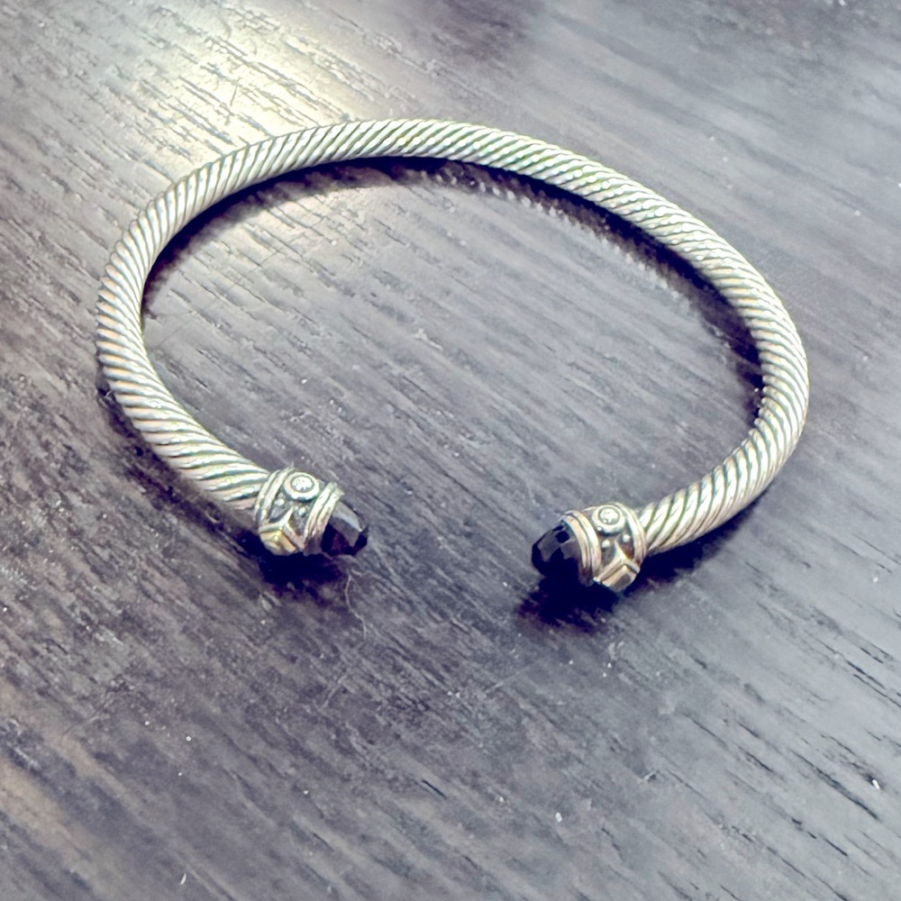 Authentic David Yurman Cuff Bangle Bracelet w/ genuine amethyst stones